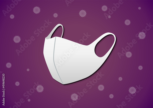 ウレタンマスクとウイルス、バイ菌、細菌のイラスト