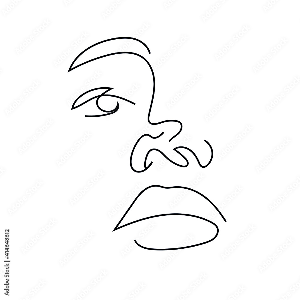 One line hand drawn face. Abstract portrait. Simple logo in minimal style for beauty salon, beautician, makeup artist, stylist. . One line hand drawn face. Abstract portrait. Simple logo in minimal style for beauty salon, beautician, makeup artist, stylist. .
