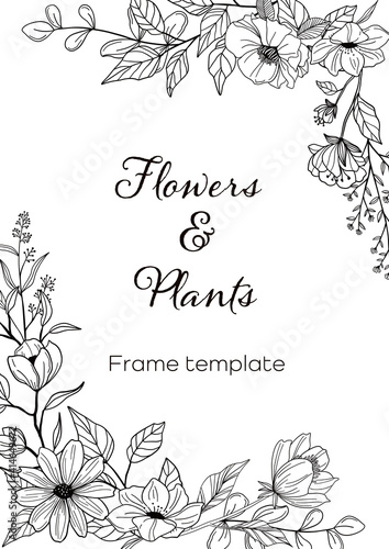 Fototapeta Naklejka Na Ścianę i Meble -  Flowers and plants frame template 