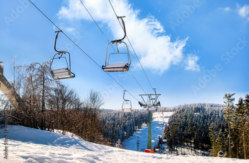 Ski resort in winter near Winterberg in the Hochsauerland district of North Rhine-Westphalia