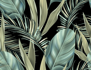 Sierkussen Tropische bladeren patronen Jungle palmbladeren bloemenpatroon exotisch  © Natalia @themishaart