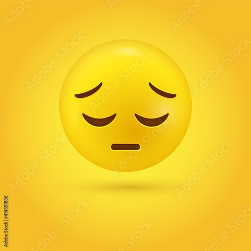 Pensive sad emoji face or 3d disappointed emoticon - Pensive sad emoji face