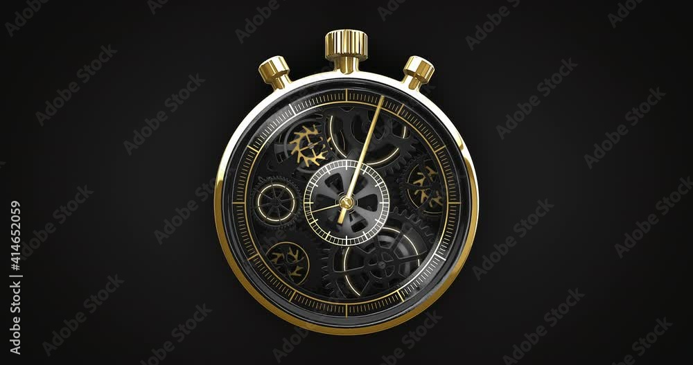 Handmade gold stopwatch in close-up zoom. And the second part as an endless loop of running stopwatch. Two parts in one 4k video. Handmade gold stopwatch in close-up zoom. And the second part as an endless loop of running stopwatch. Two parts in one 4k video.