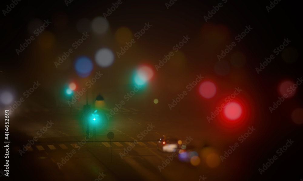 traffic lights on foggy night traffic lights on foggy night