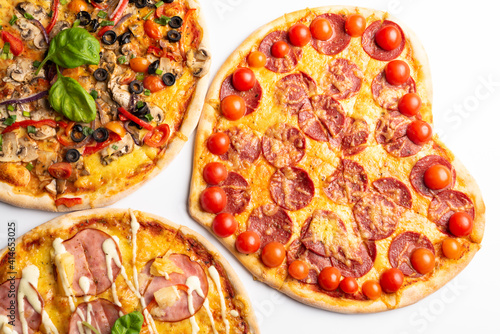 different various kind of pizzas