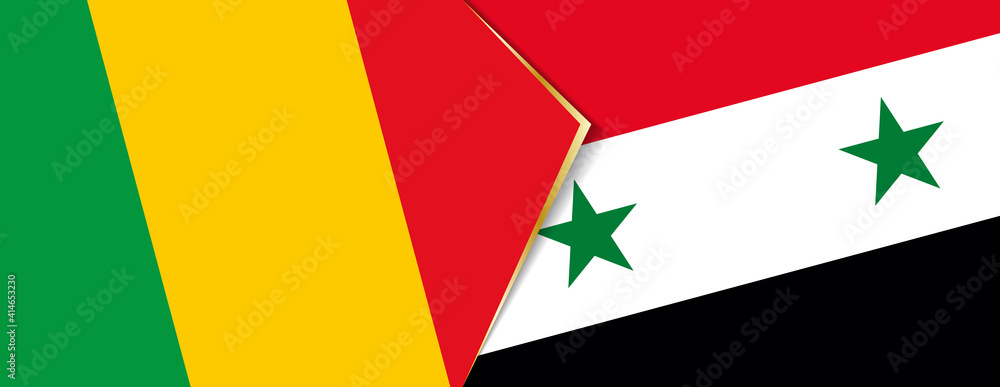 Mali and Syria flags, two vector flags. Mali and Syria flags, two vector flags.