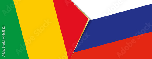 Mali and Russia flags, two vector flags.
