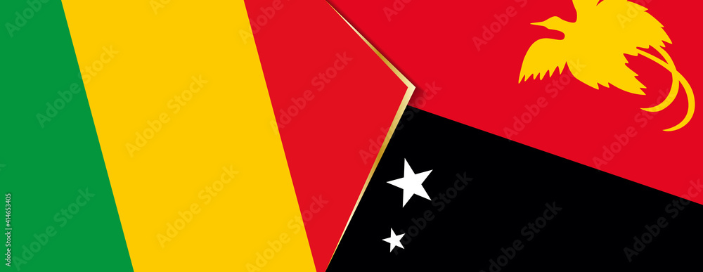 Mali and Papua New Guinea flags, two vector flags. Mali and Papua New Guinea flags, two vector flags.