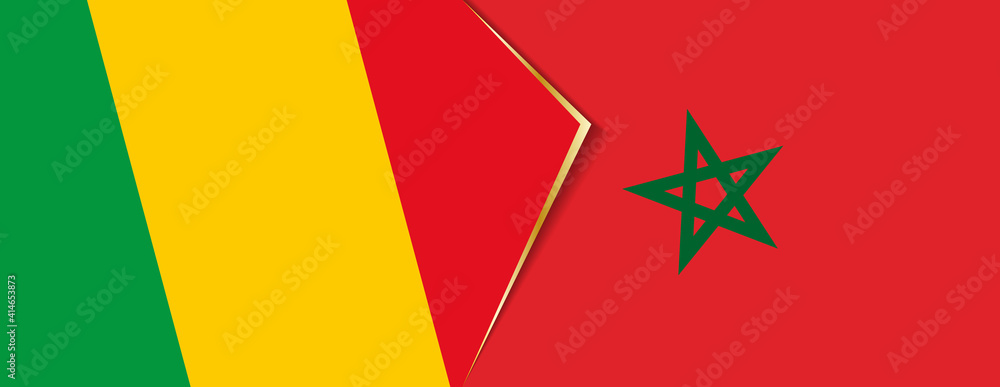 Mali and Morocco flags, two vector flags. Mali and Morocco flags, two vector flags.