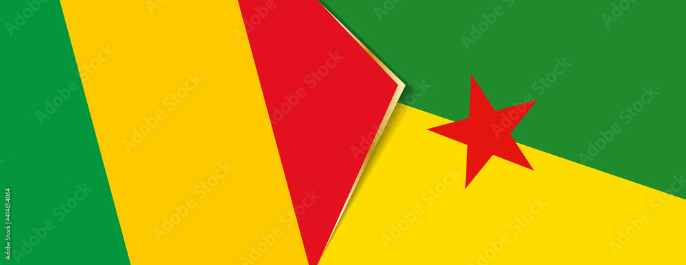 Mali and French Guiana flags, two vector flags. Mali and French Guiana flags, two vector flags.