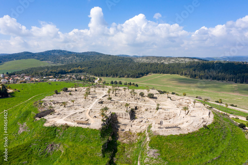 Фотография Tel Megiddo national park, Also known in Greek as Armageddon, A prophesied town for a battle during the end times, Aerial view