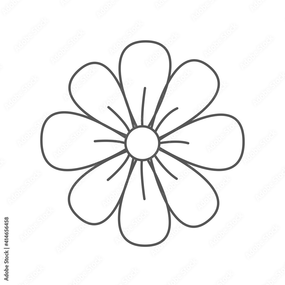 Naklejka premium Hand drawn cute flower in style doodle. Sketch with a simple line.