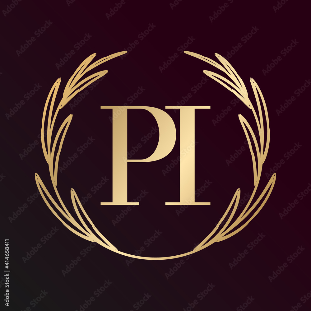 Obraz premium Simple Elegant Initial Letter Type PI Logo Sign Symbol Icon, Logo Design Template