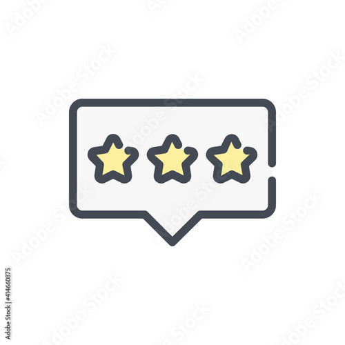 Customer rating and Satisfaction scale color line icon. Chat box with three stars vector outline colorful sign.