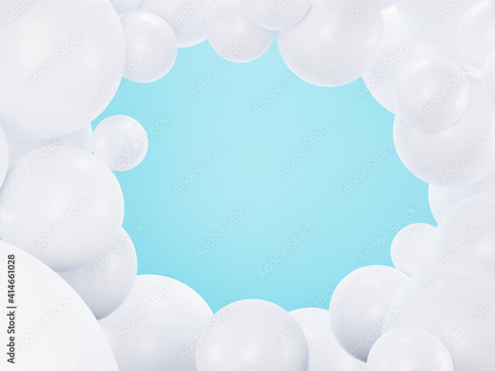 Fototapeta premium White ball. Blue background. 3d abstract background. 3d rendering.