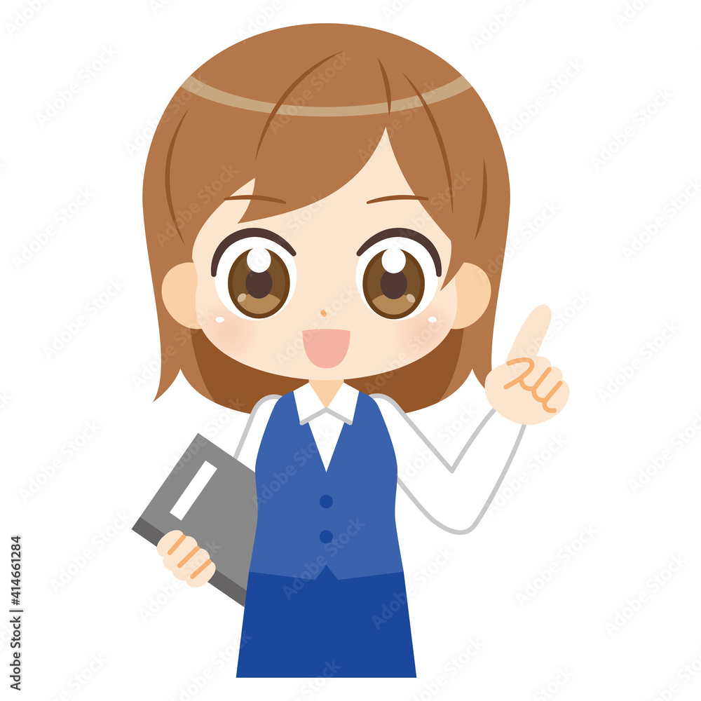 Anime illustration of female office worker アニメ風事務員の女性