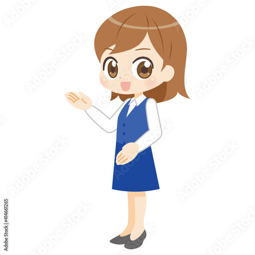 Anime illustration of female office worker アニメ風事務員の女性