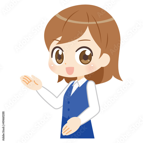 Anime illustration of female office worker アニメ風事務員の女性