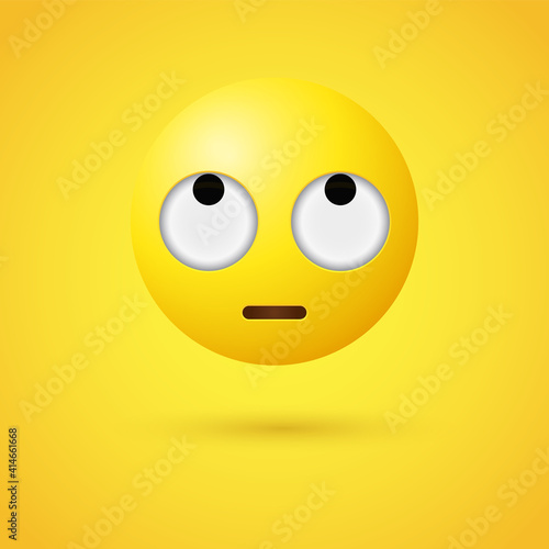 3d Emoji face with rolling eyes, disdain, disapproval, frustration, or boredom character, looking up emoticon, Eye Roll emotion