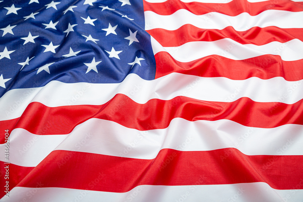 Obraz premium Close Up American Flag wave, Memorial Day or 4th of July, studio shot