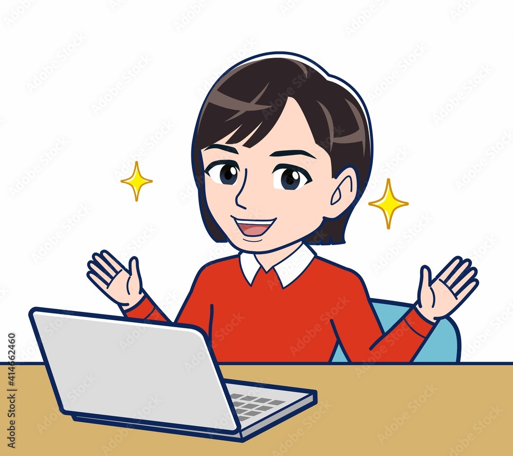 ノートパソコンと女性