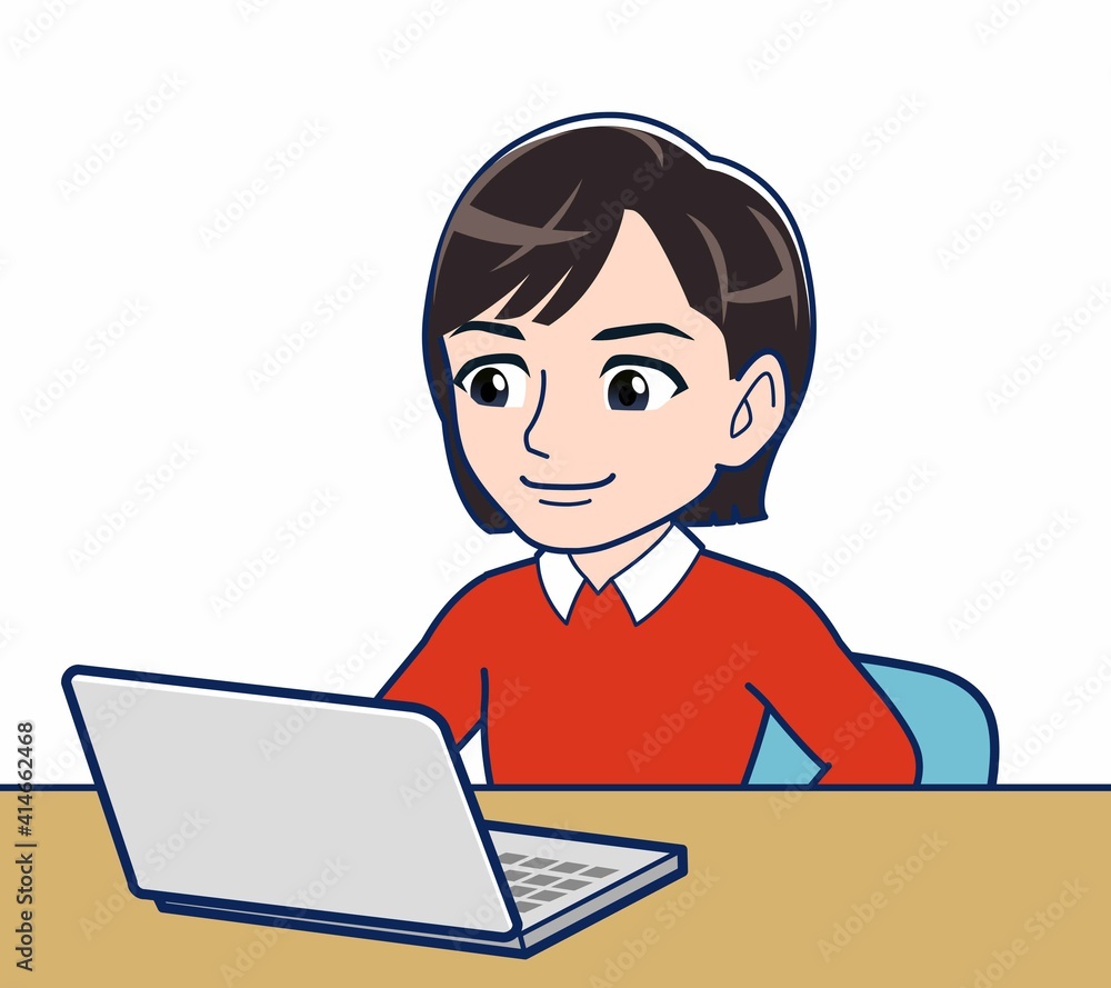 ノートパソコンと女性 ノートパソコンと女性