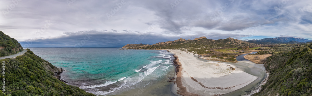 Panoramic view of Ostriconi beach in Corsica