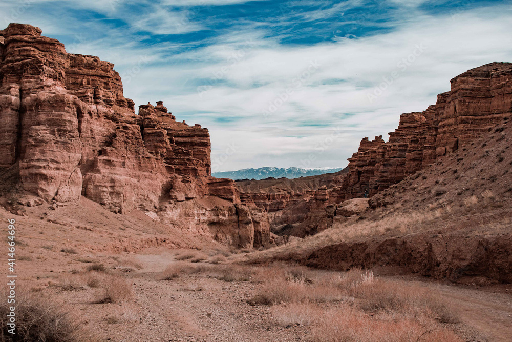 View of the Charyn canyon in the afternoon