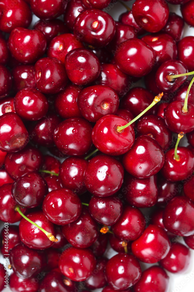 Bunch of sweet cherries. top view Bunch of sweet cherries. top view
