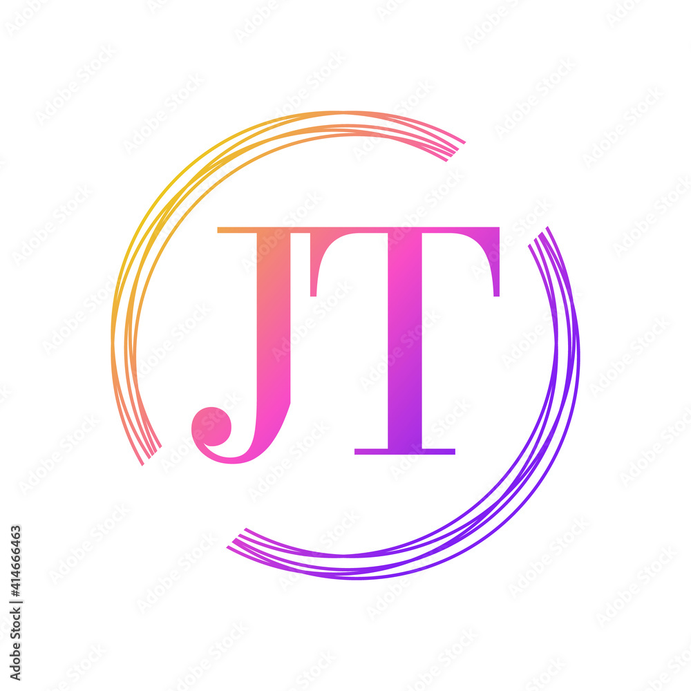 Simple Elegant Initial Letter Type JT Logo Sign Symbol Icon, Logo Design Template
