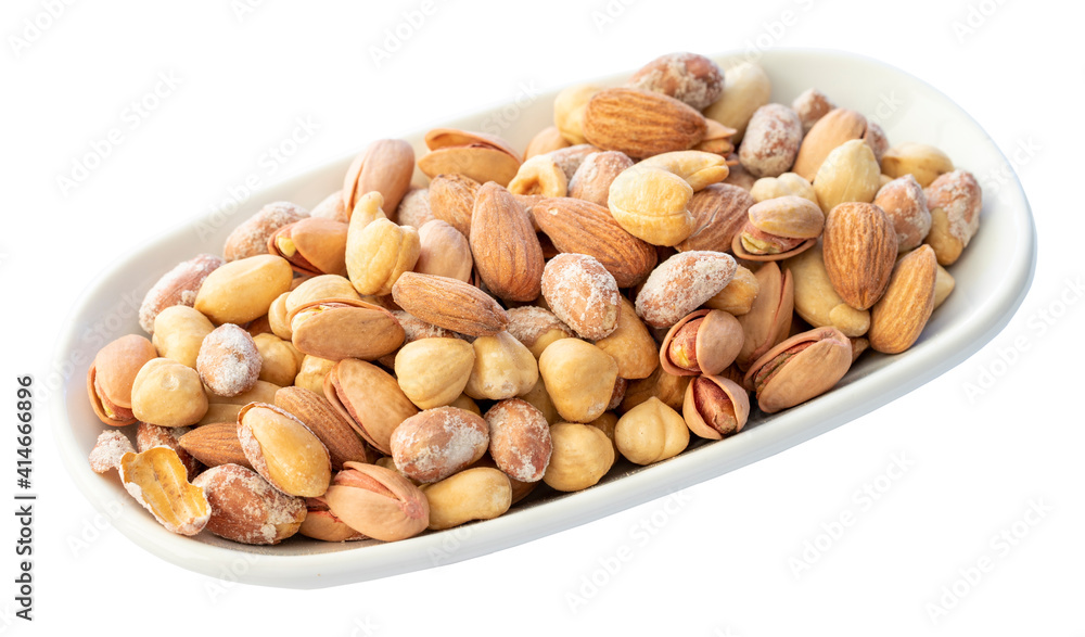 Mixed Roasted Snack isolated on white background. Mixed Roasted Snack isolated on white background.