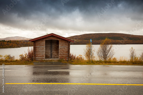 Norweigian mountain bus stop photo