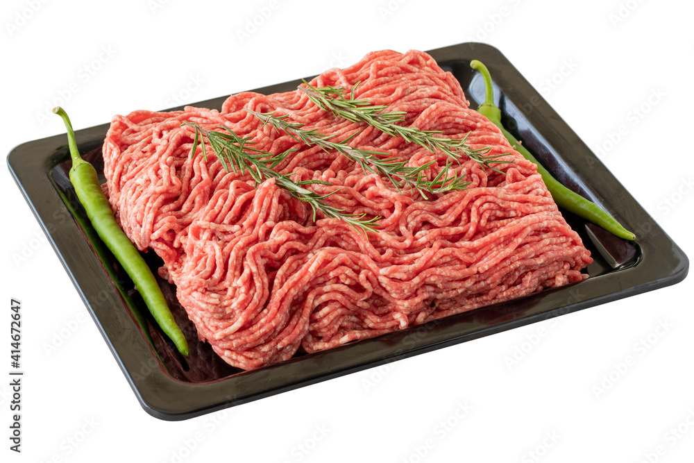 Raw Ground Beef in Fat isolated on white background Raw Ground Beef in Fat isolated on white background