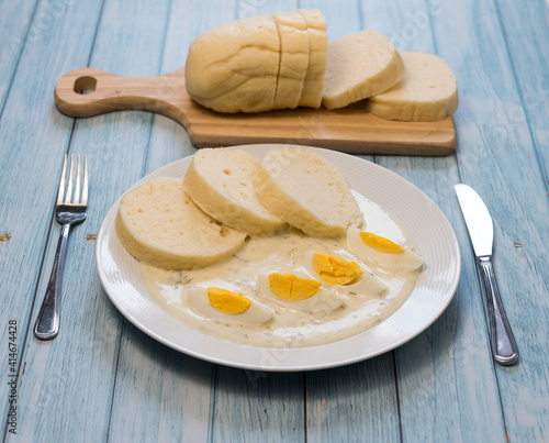 traditional Czech dill sauce with dumplings, Czech austrian cuisine photo