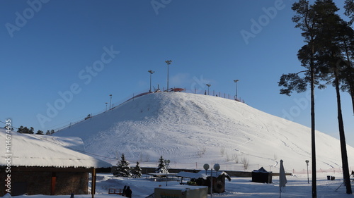 huge hill covered in snow for freeride in Belarus