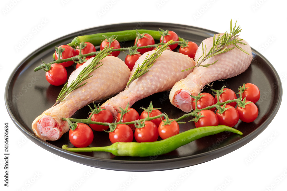 Raw chicken drumstick isolated on white background Raw chicken drumstick isolated on white background