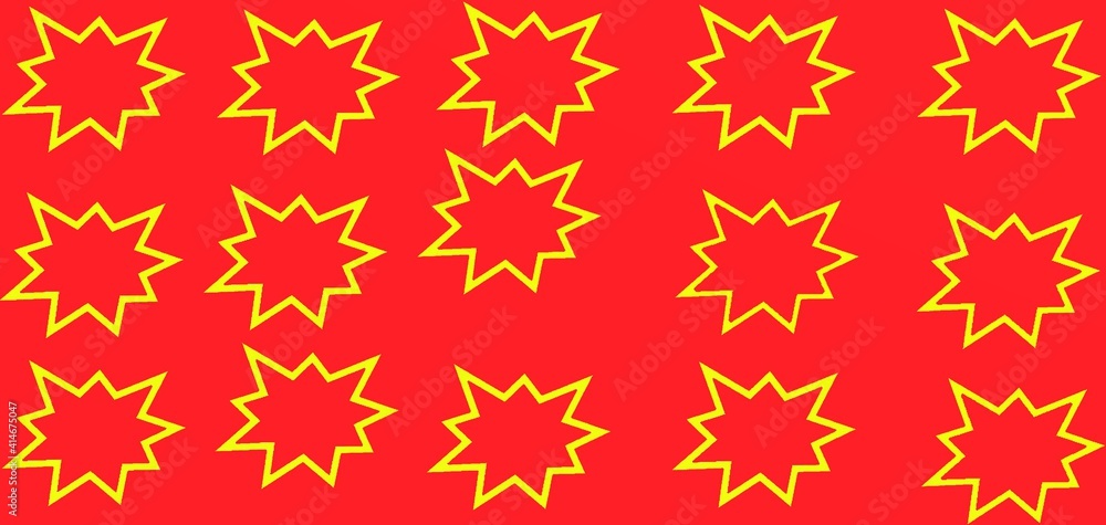 many stars with yellow outlines on a red background