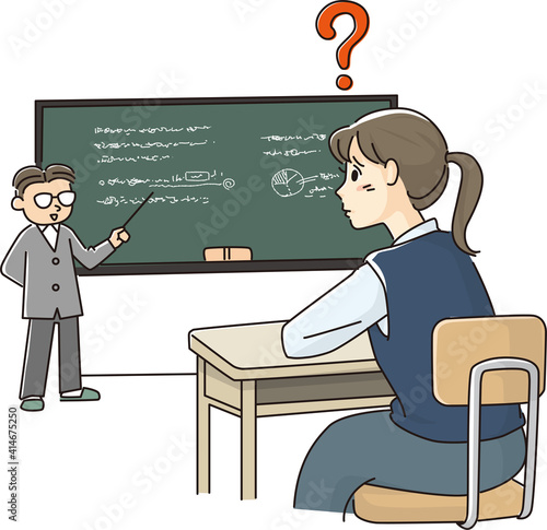 A female student who cannot see the letters on the blackboard with myopia