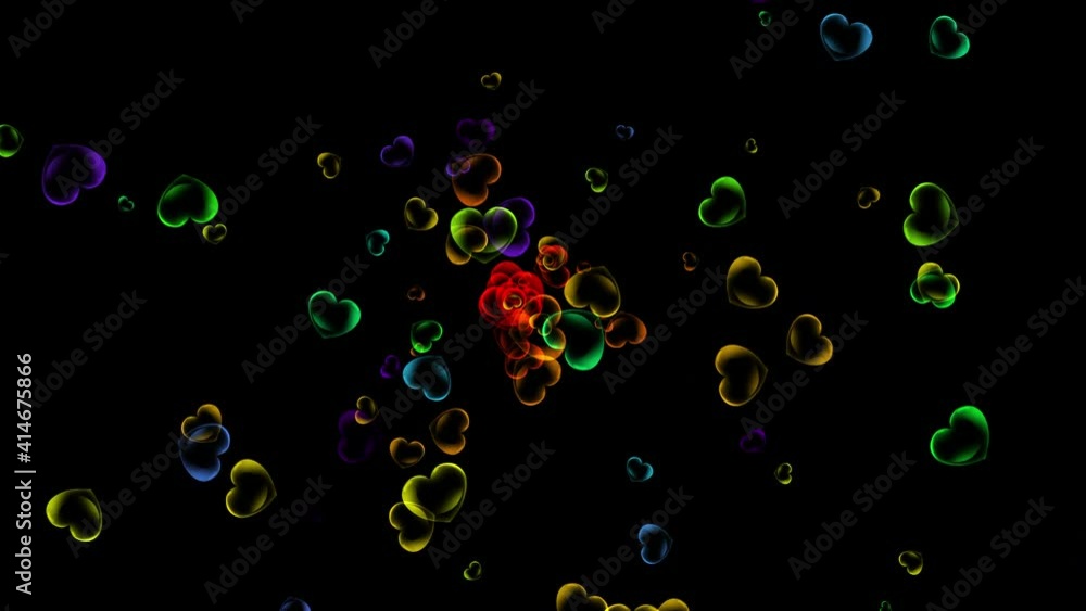 Colourful heart bubbles motion graphics with green screen background Colourful heart bubbles motion graphics with green screen background