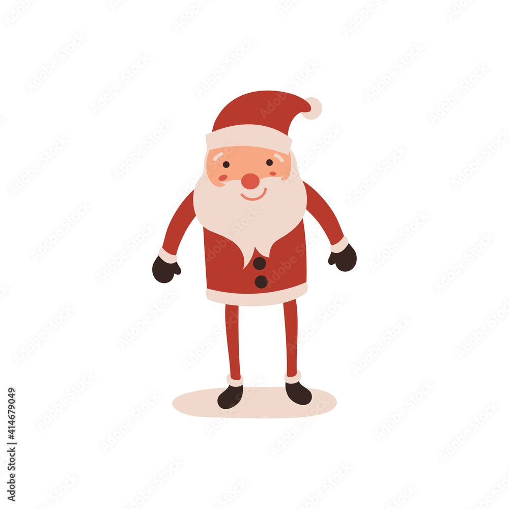 Santa claus on white background. Vector illustration for retro christmas card