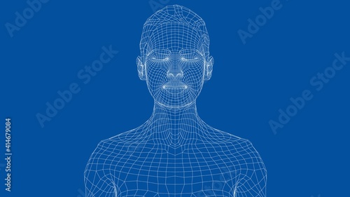 Wireframe portrait of a young beautiful girl