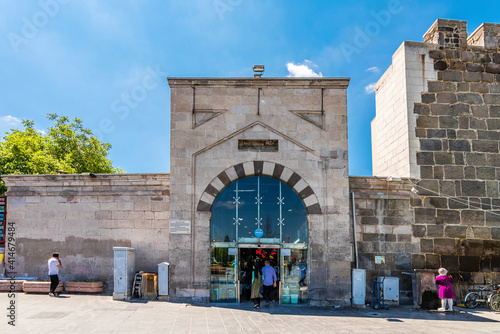 Historical Bazaar gate view in Kayseri City of Turkey. photo