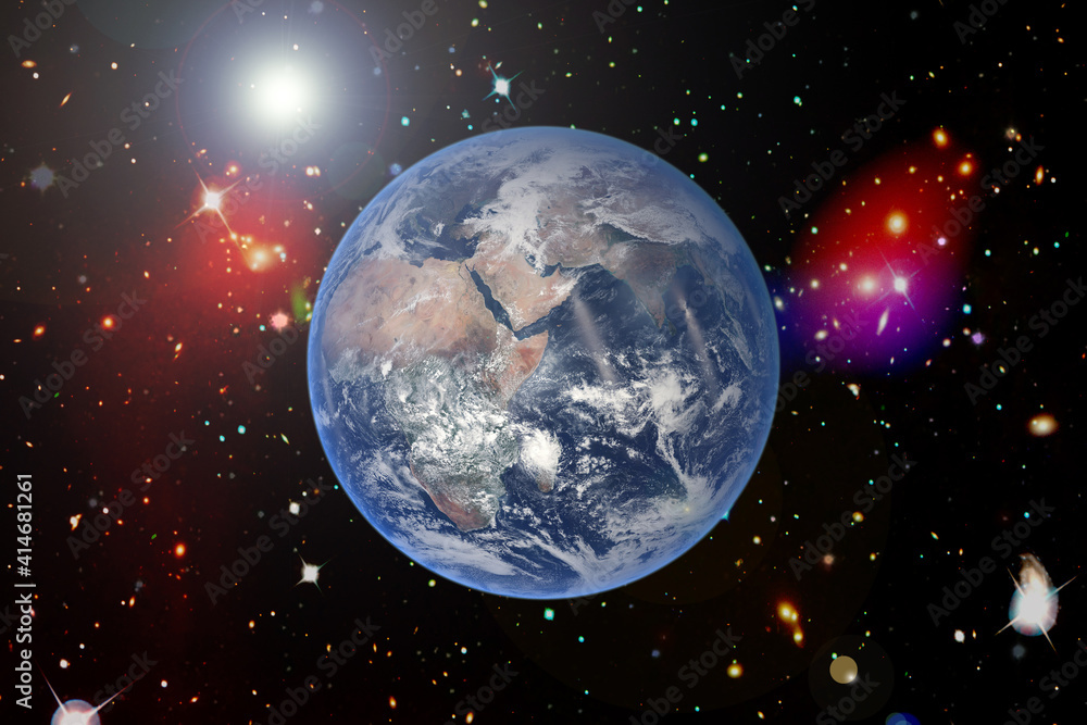 Abstract space background with earth. The elements of this image furnished by NASA. Abstract space background with earth. The elements of this image furnished by NASA.