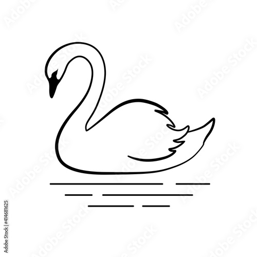 Black and white swan silhouette vector image 