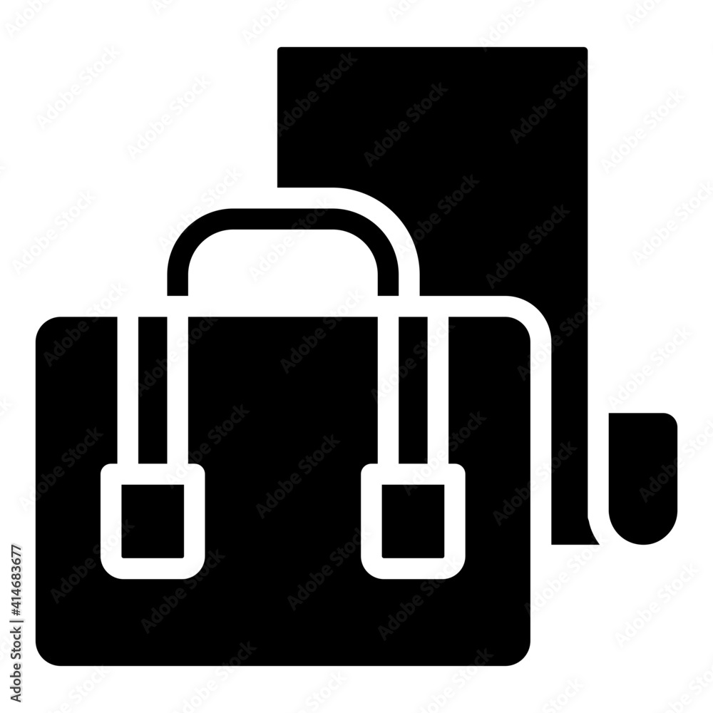 Folded paper with briefcase, business agreement icon Folded paper with briefcase, business agreement icon