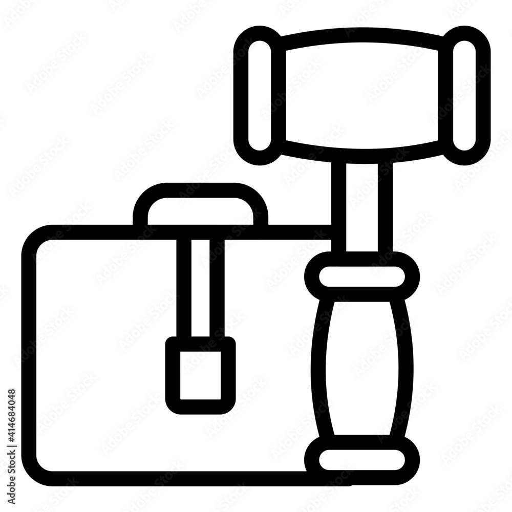 Briefcase with hammer, business law icon Briefcase with hammer, business law icon