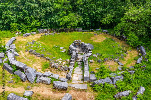 Mishkova niva ruins near Malko Tarnovo town in Bulgaria photo
