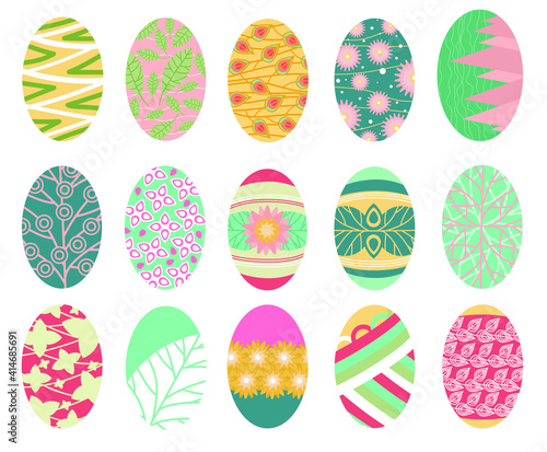 The illustration shows different designs for Easter eggs.