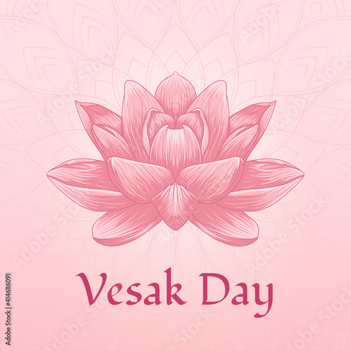 vesak day with lotus flower illustration
