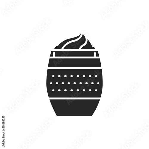 Dessert in glass layered mousse color line icon. Isolated vector element.